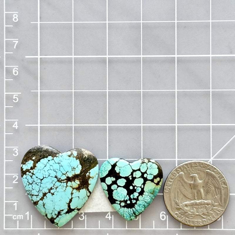 Large Sky Blue Heart Number 8 Turquoise, Set of 2 Dimensions