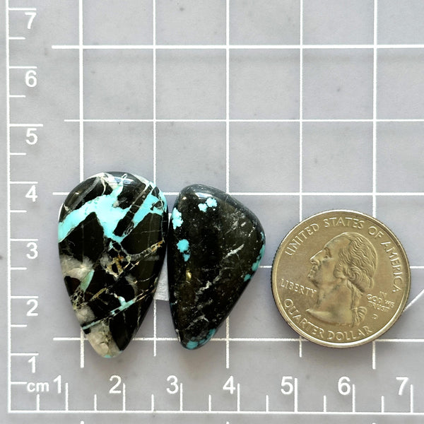 Large Sky Blue Mixed Blue Moon Turquoise, Set of 2 Dimensions