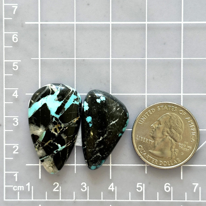 Large Sky Blue Mixed Blue Moon Turquoise, Set of 2 Dimensions