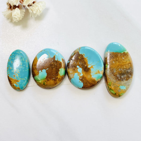 Large Sky Blue Freeform Royston Turquoise, Set of 4 Background