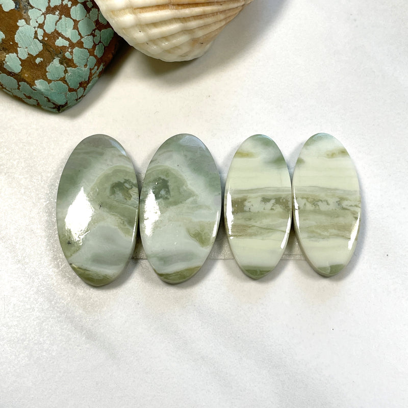 Large Mint Green Oval Green Serpentine Serpentine, Set of 4 Background