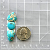Small Sky Blue Mixed Number 8 Turquoise, Set of 3 Dimensions