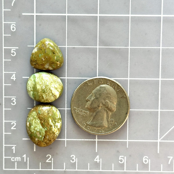 Small Faint Green Mixed Broken Arrow Variscite, Set of 3 Dimensions