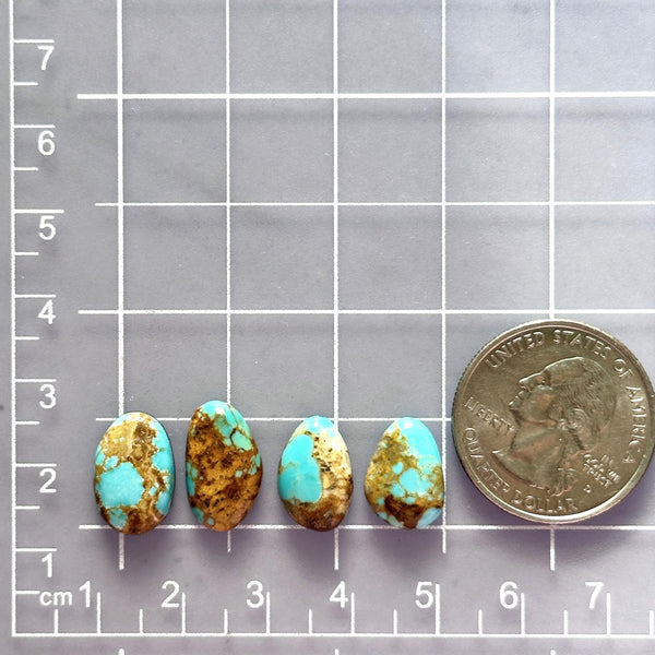 Small Sky Blue Mixed Number 8 Turquoise, Set of 4 Dimensions
