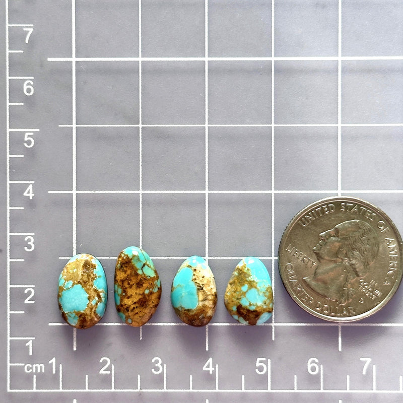 Small Sky Blue Mixed Number 8 Turquoise, Set of 4 Dimensions