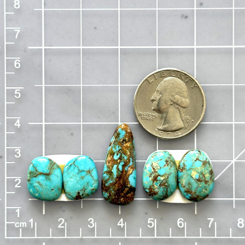 Small Sky Blue Mixed Number 8 Turquoise, Set of 5 Dimensions