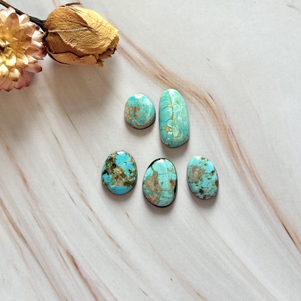 Small Sky Blue Freeform Number 8 Turquoise, Set of 5 Background