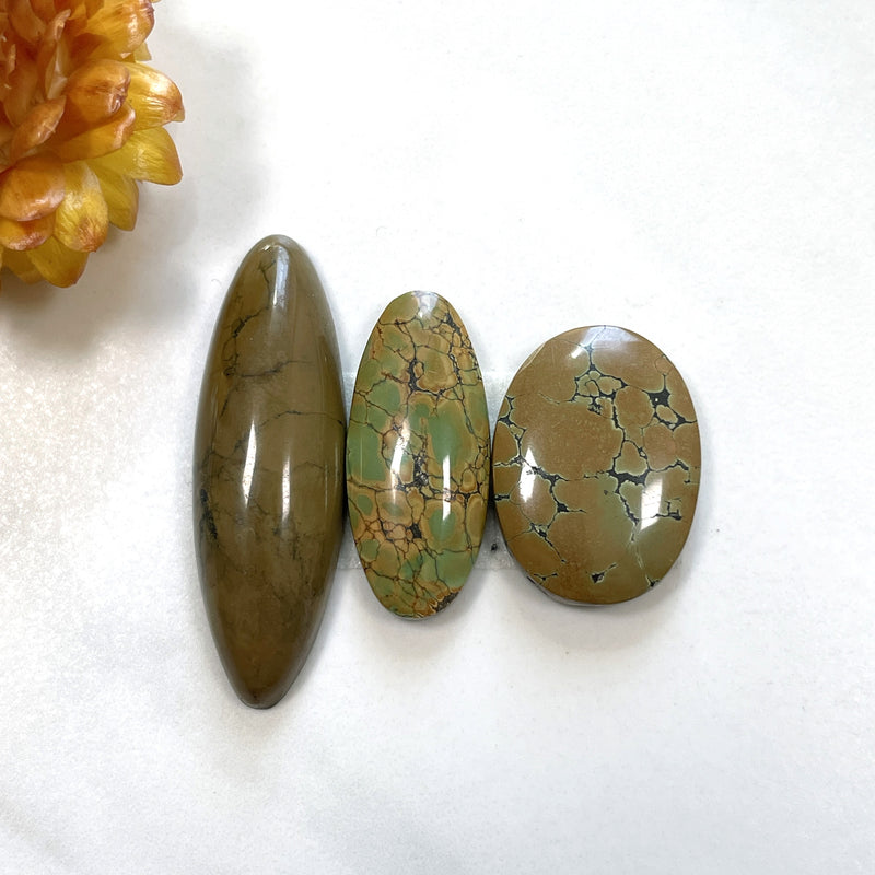 Large Earth Brown Mixed Treasure Mountain Turquoise, Set of 3 Background