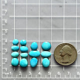 Small Sky Blue Mixed Kingman Turquoise, Set of 14 Dimensions