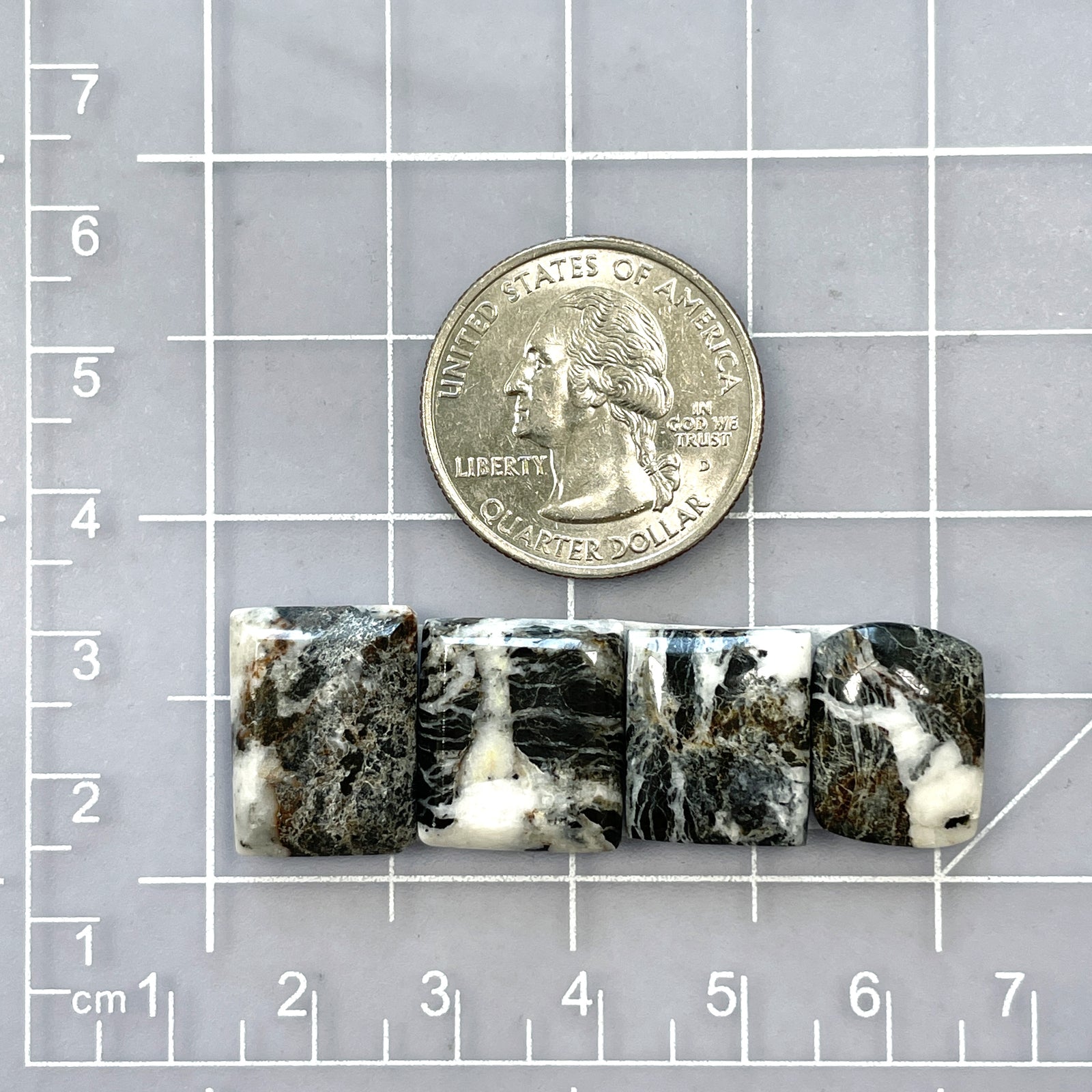 Medium Black Mixed White Buffalo Dolomite, Set of 4 - Turquoise Moose