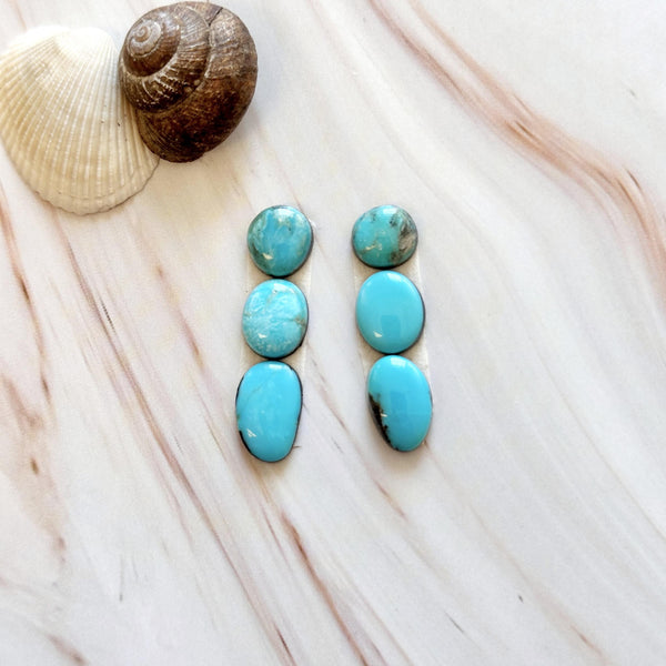 Small Sky Blue Freeform Kingman Turquoise, Set of 6 Background