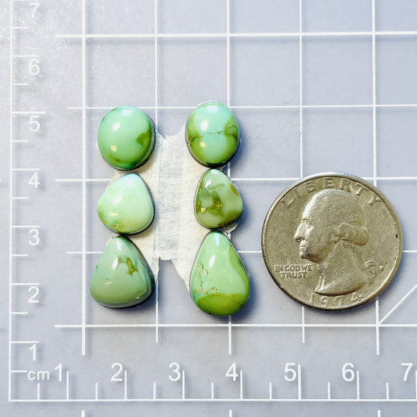 Small Lime Green Mixed Carico Lake Turquoise, Set of 6 Dimensions