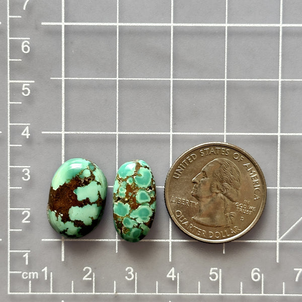 Medium Bamboo Green Oval Bamboo Mountain Turquoise, Set of 2 Dimensions