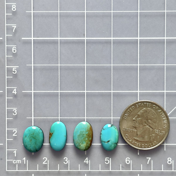 Small Mixed Oval Kingman Turquoise, Set of 4 Dimensions