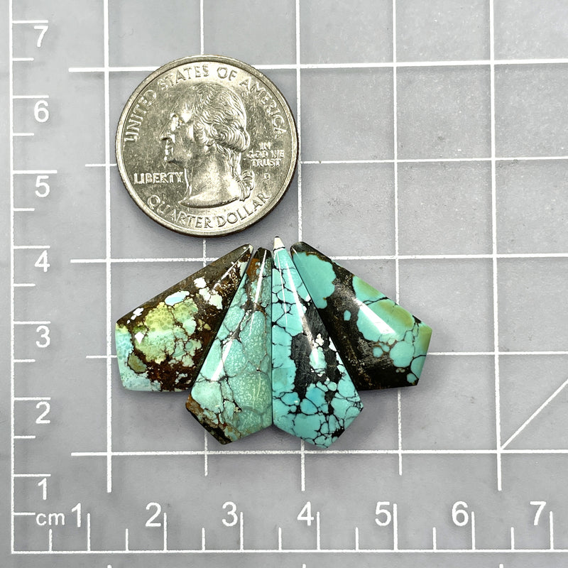 Medium Mixed Shield Mixed Turquoise, Set of 4 Dimensions