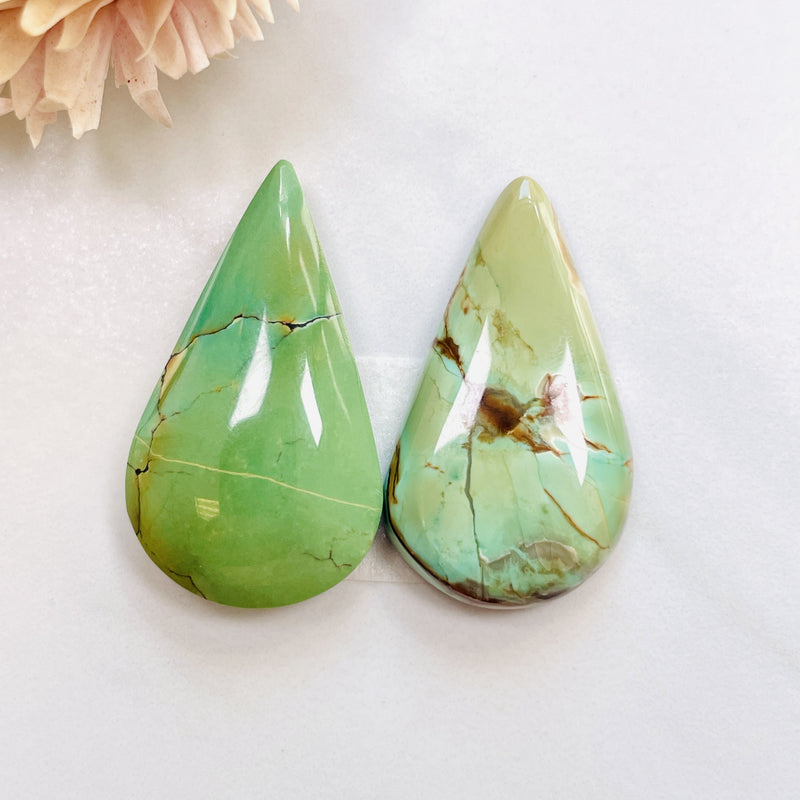 Large Mint Green Teardrop Crescent Lake Variscite, Set of 2 Background