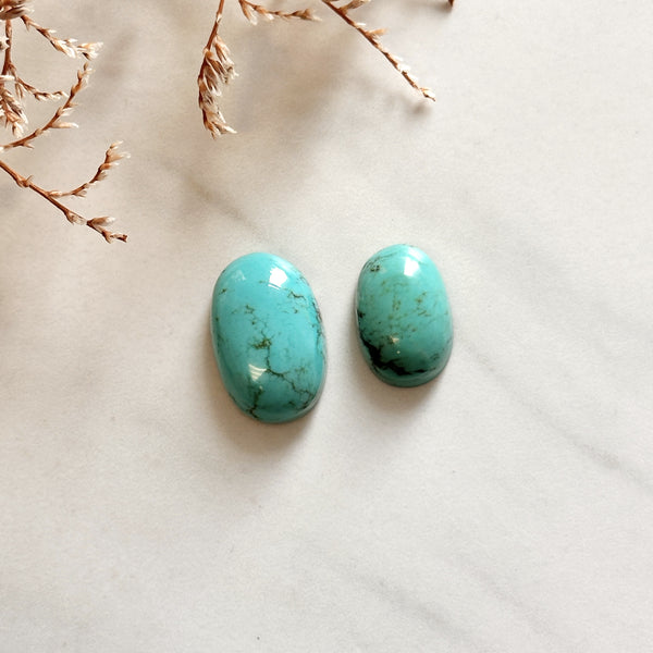 Medium Sky Blue Oval Kingman Turquoise, Set of 2 Background