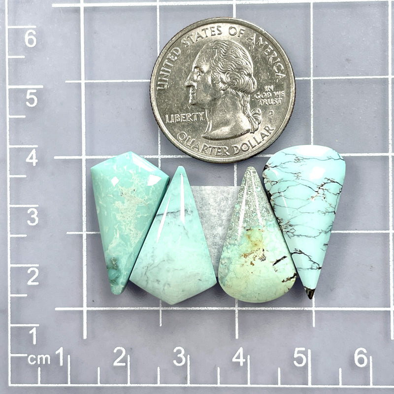 Medium Sky Blue Mixed Mixed Turquoise, Set of 4 Dimensions