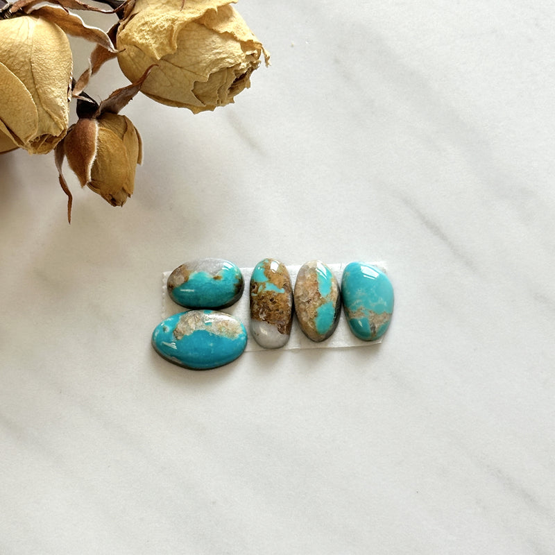Small Sky Blue Oval Number 8 Turquoise, Set of 5 Background