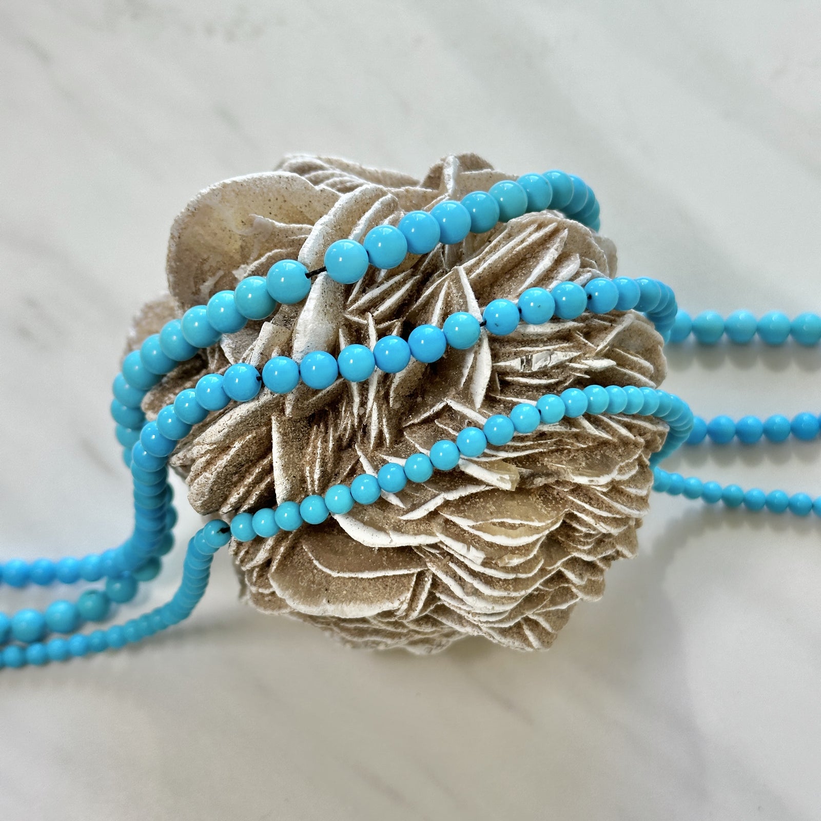 thumbnail image 2 of Handmade Sleeping Beauty Turquoise Rondelle Faceted Loose Beads - 3-4mm, Center-Drilled, Blue, 13" Strand 2 of 6