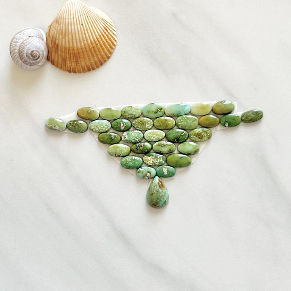 Small Lime Green Mixed Sonoran Gold Turquoise, Set of 32 Background