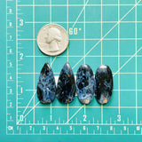 Large Deep Blue Mixed Pietersite Quartz, Set of 4 Dimensions