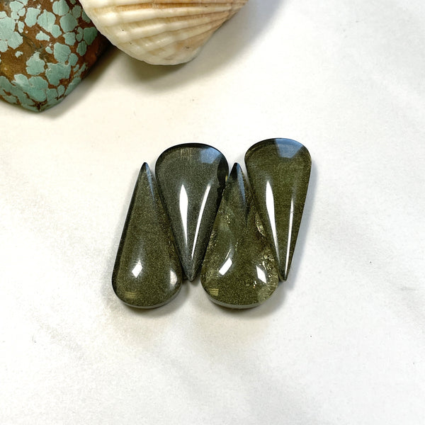 Large Swamp Green Teardrop Rosarita, Set of 4 Background