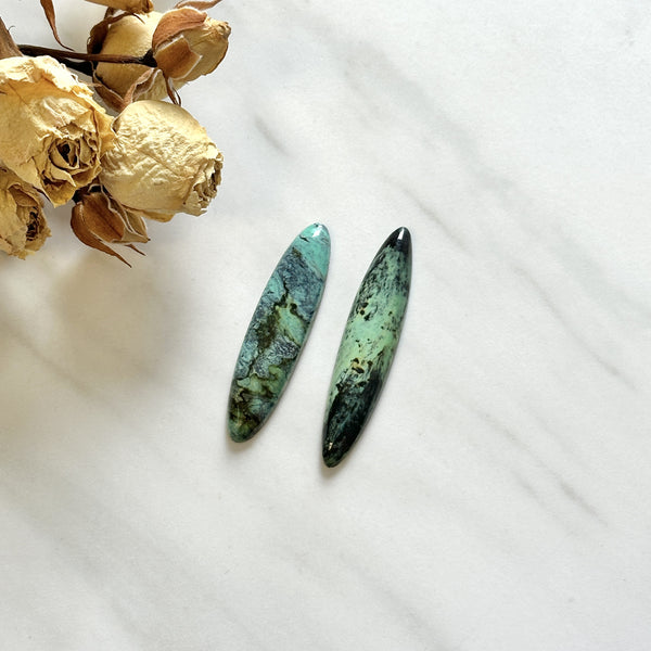 Large Sea Green Surfboard Crescent Lake Variscite, Set of 2 Background