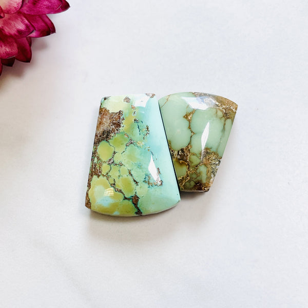 Large Sky Blue Petal Crescent Lake Variscite, Set of 2 Background