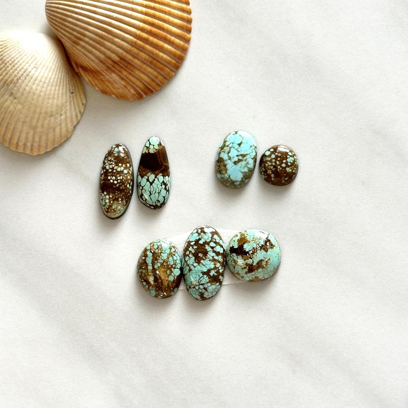 Small Sky Blue Mixed Number 8 Turquoise, Set of 7 Background