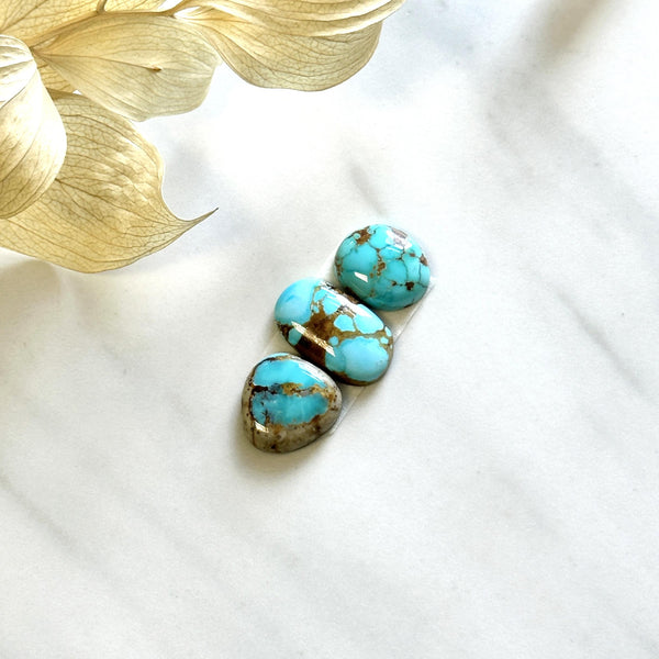 Small Sky Blue Mixed Royston Turquoise, Set of 3 Background