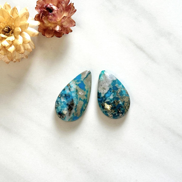 Large Sky Blue Teardrop Ithaca Peak Turquoise, Set of 2 Background