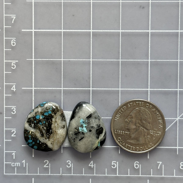 Large Sky Blue Mixed Blue Moon Turquoise, Set of 2 Dimensions