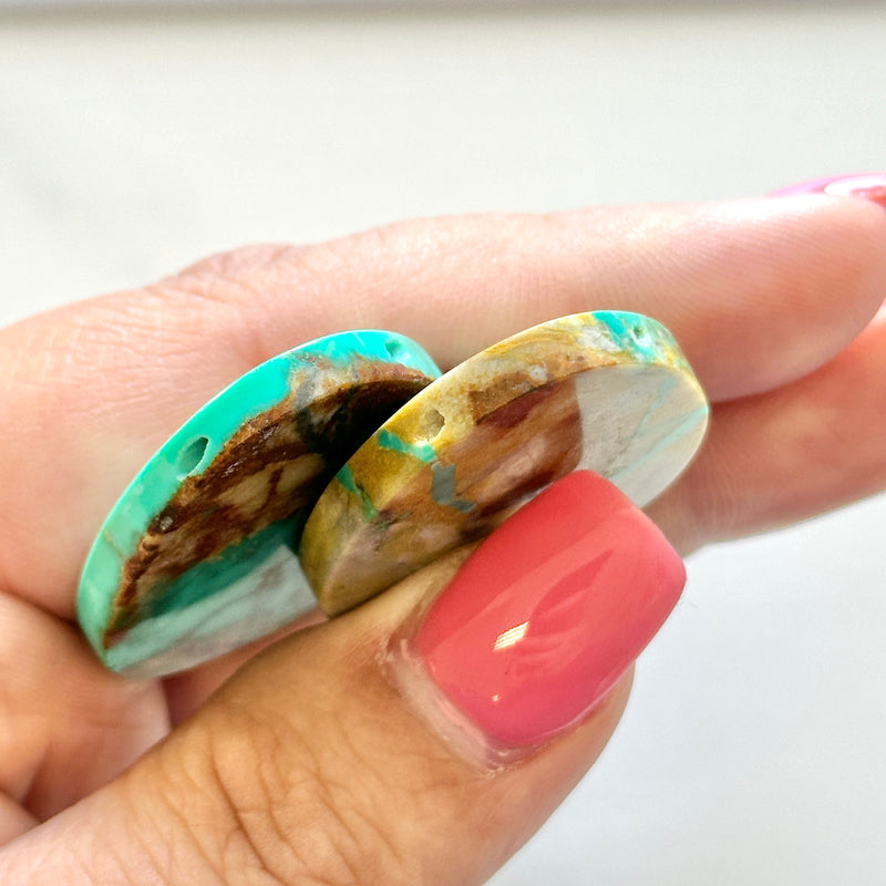 Bamboo Green Fox Turquoise Top Drilled Cab Bead – Turquoise Moose