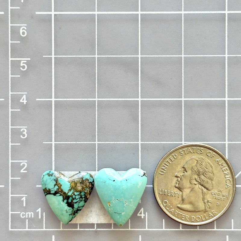 Medium Sky Blue Heart Yungai Turquoise, Set of 2 Dimensions
