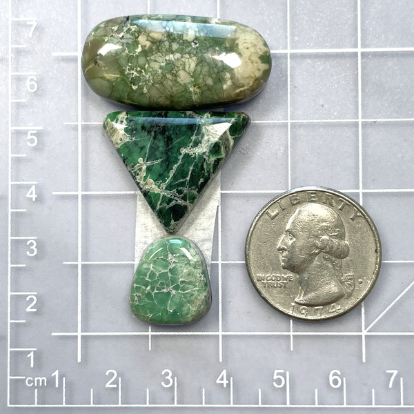 Large Mixed Mixed Crescent Lake Variscite, Set of 3 Dimensions