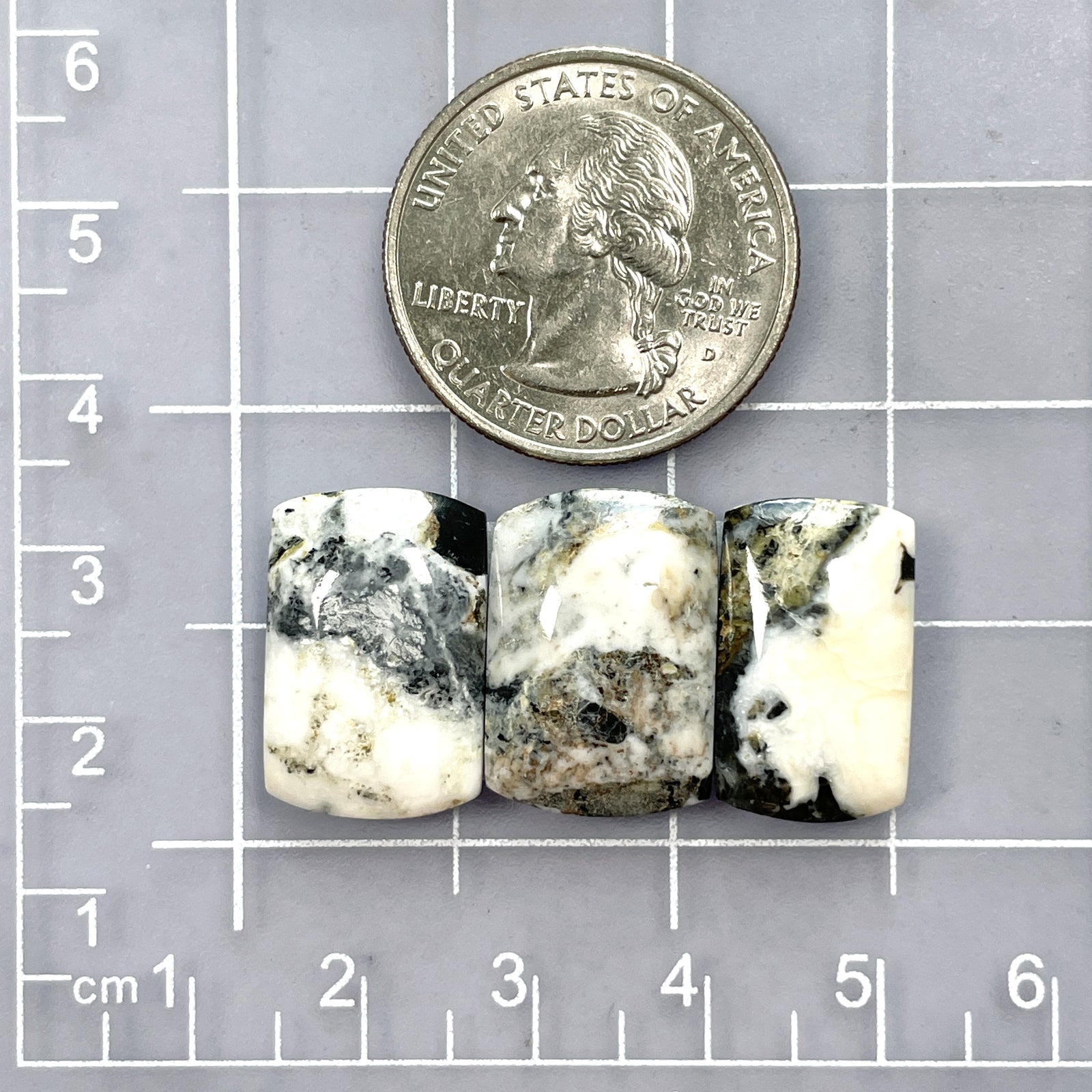 Medium Black Barrel White Buffalo Dolomite, Set of 3 - Turquoise Moose