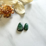 Medium Deep Green Teardrop Crescent Lake Variscite, Set of 2 Background