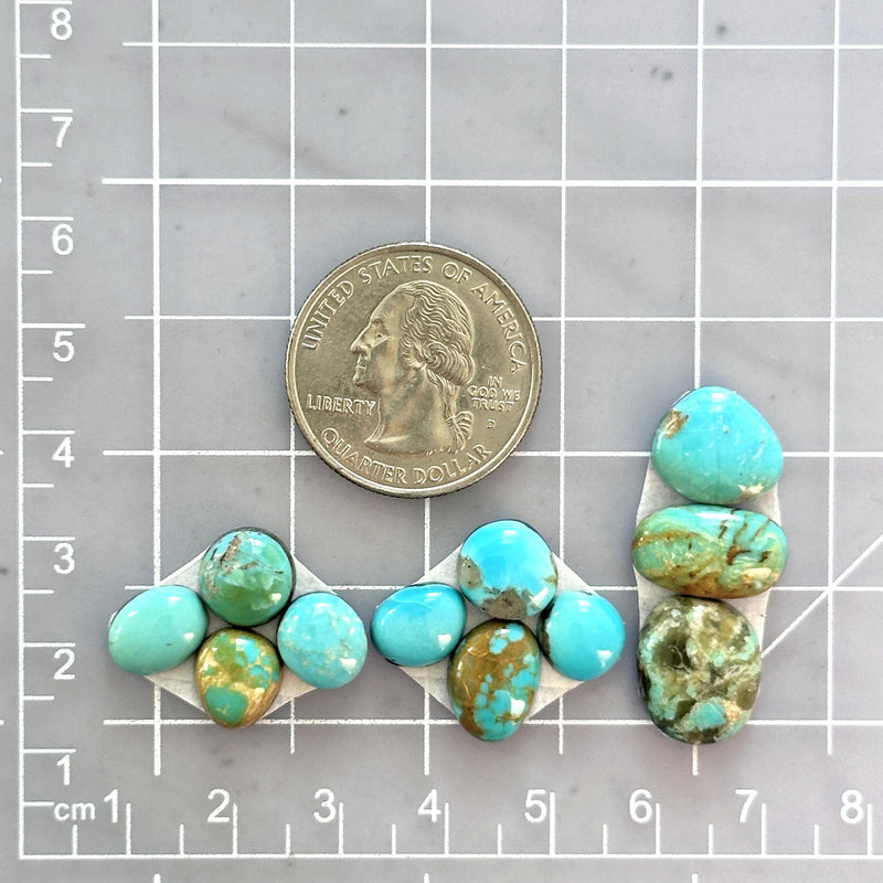 Small Sky Blue Mixed Mixed Turquoise, Set of 11 Dimensions