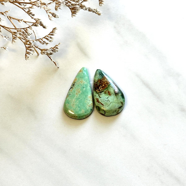 Medium Mint Green Teardrop Crescent Lake Variscite, Set of 2 Background