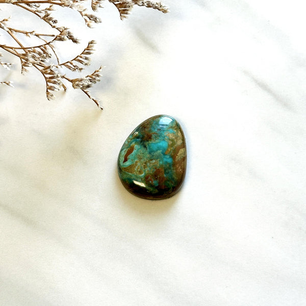 Large Sea Green Freeform Lone Mountain Turquoise Background