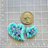 Large Sky Blue Heart Inlay, Set of 2 Dimensions