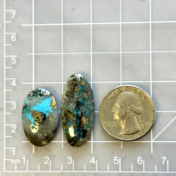 Large Sky Blue Mixed Ithaca Peak Turquoise, Set of 2 Dimensions