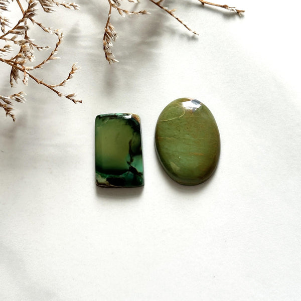 Large Sea Green Mixed Crescent Lake Variscite, Set of 2 Background
