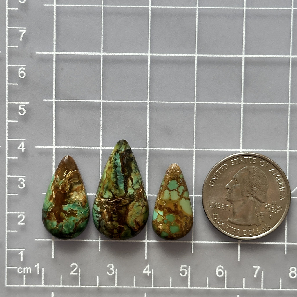 Large Earth Brown Teardrop Treasure Mountain Turquoise, Set of 3 ...