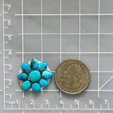 Small Sky Blue Mixed Mixed Turquoise, Set of 9 Dimensions