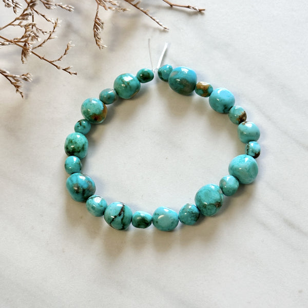 Small Sky Blue Nugget Beads Fox Turquoise Background