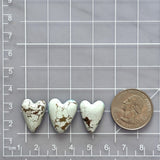 Medium Faint Blue Heart Sand Hill Turquoise, Set of 3 Dimensions