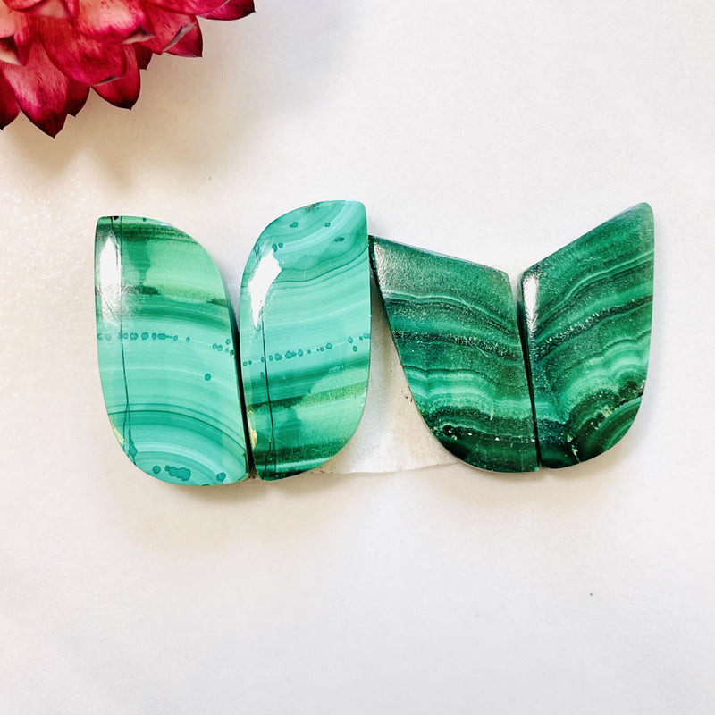 Large Deep Green Freeform Malachite Copper Mineral, Set of 4 Background