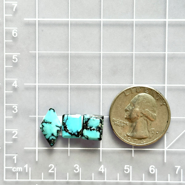 Small Sky Blue Mixed Yungai Turquoise, Set of 3 Dimensions